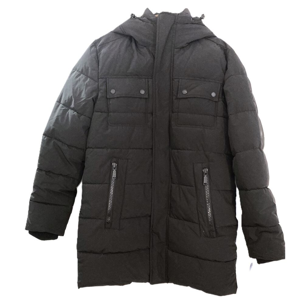 Vince Camuto Hooded Lined Puffer Zip Front Coat Size Small in Black NWT